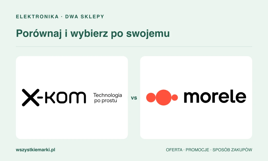 x-kom i Morele — oryginalne logotypy sklepów