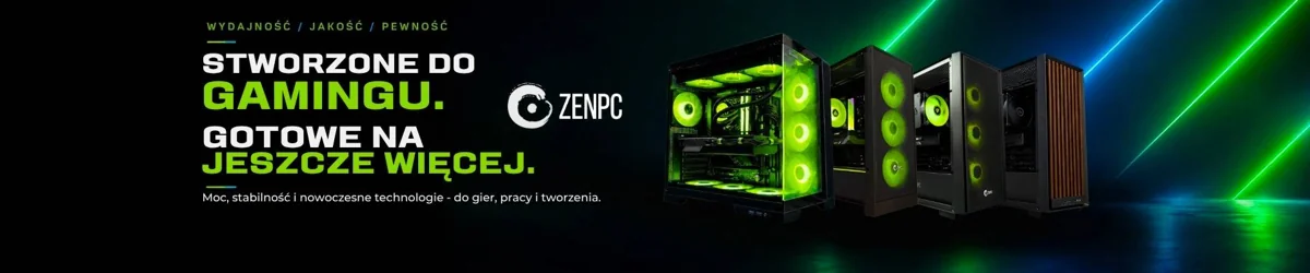 Komputer gamingowy z kolorowym podświetleniem w oficjalnej prezentacji ZENPC sklepu Proline.
